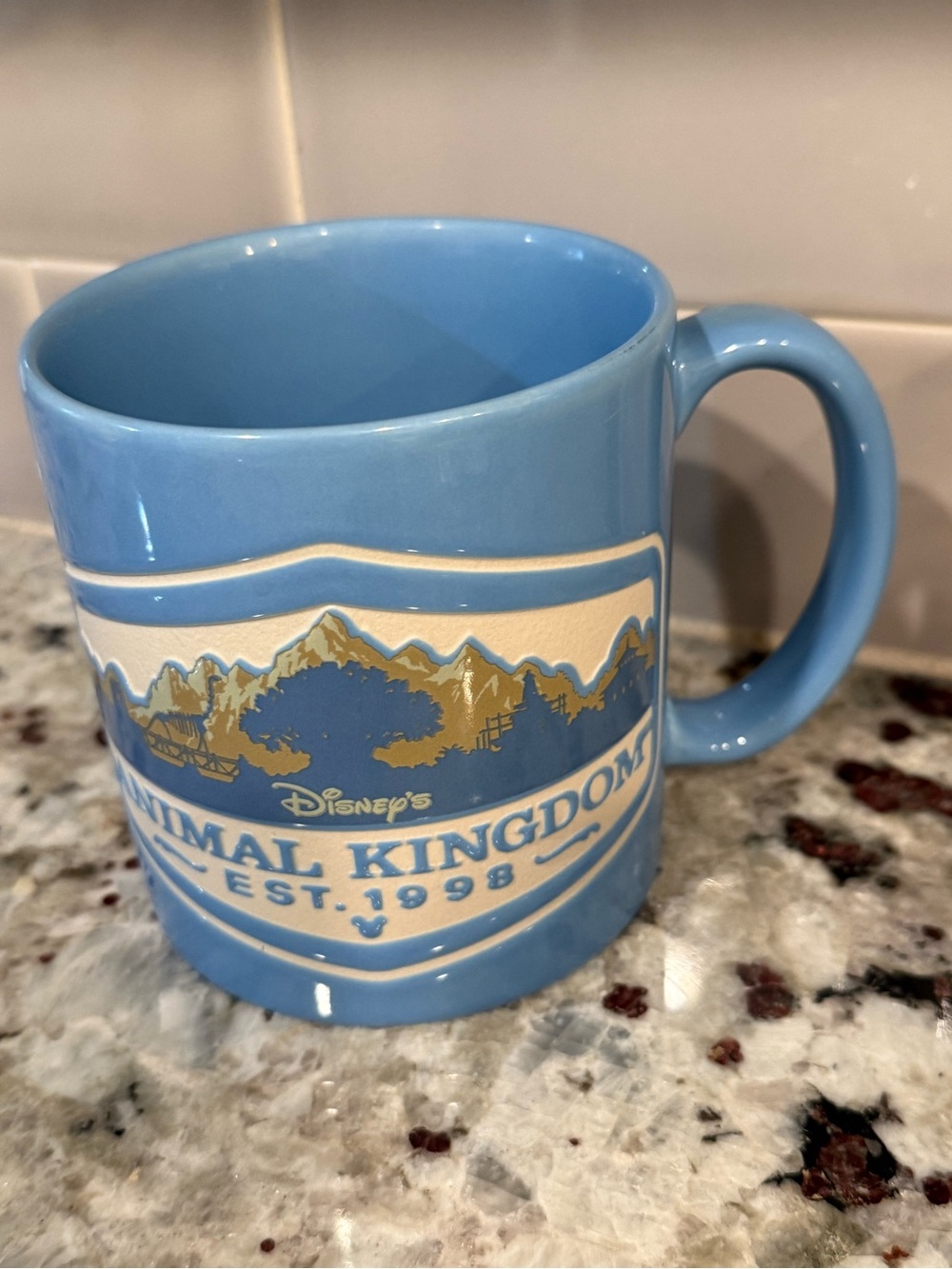 Disney Animal Kingdom Est 1998‎ Blue Ceramic Coffee Mug Souvenir Cup